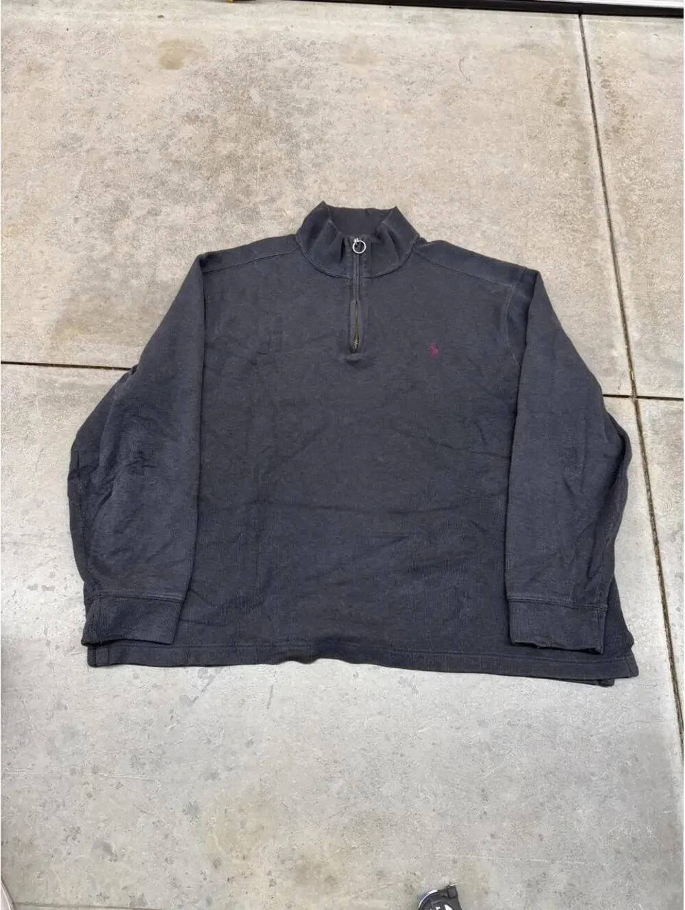vintage polo ralph lauren faded black quarter zip sweater size xl